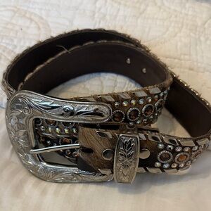 Kippys Brown fur Western Belt with Silver Buckle